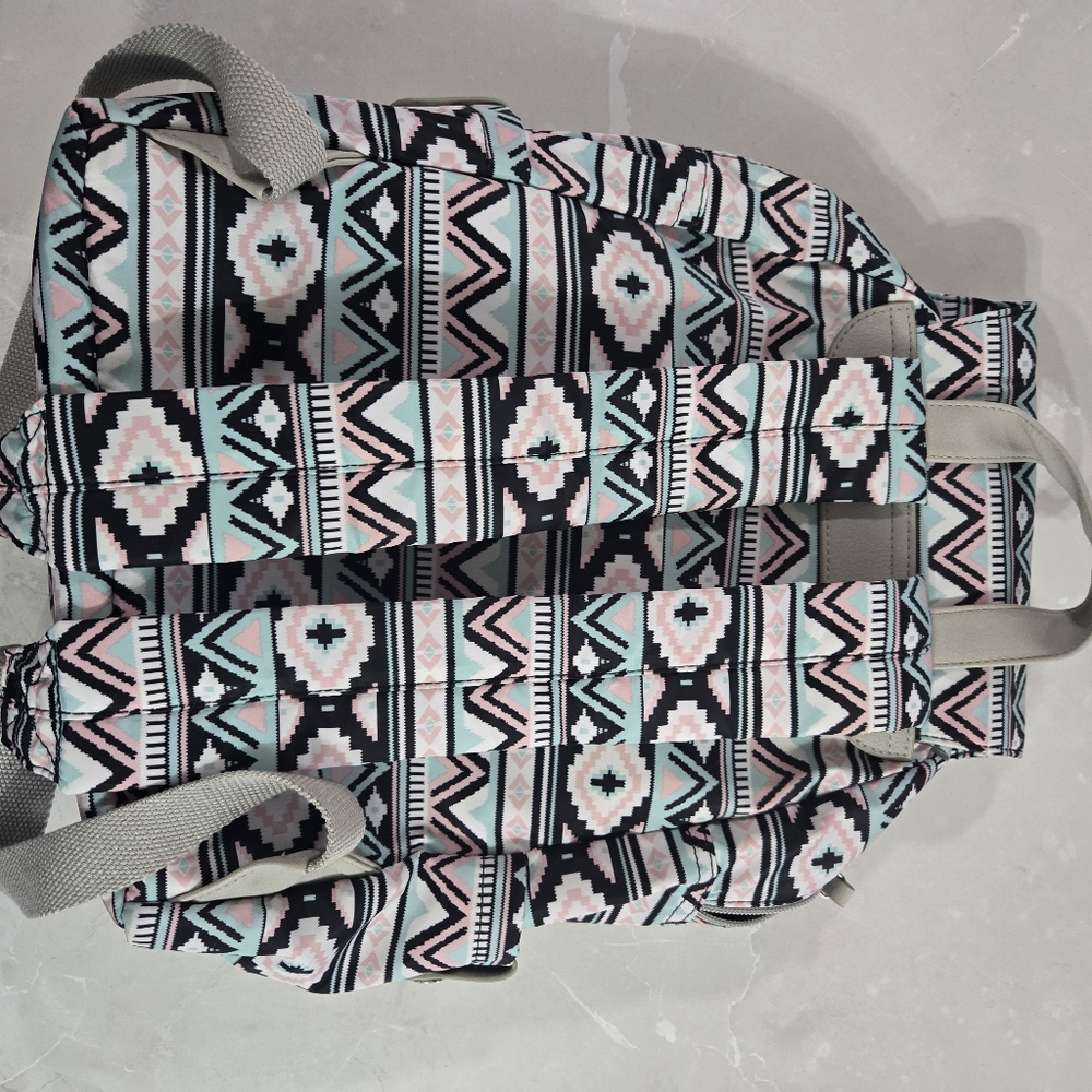 Aztec Patterned Backpack With Pink And Black Acce… - image 4